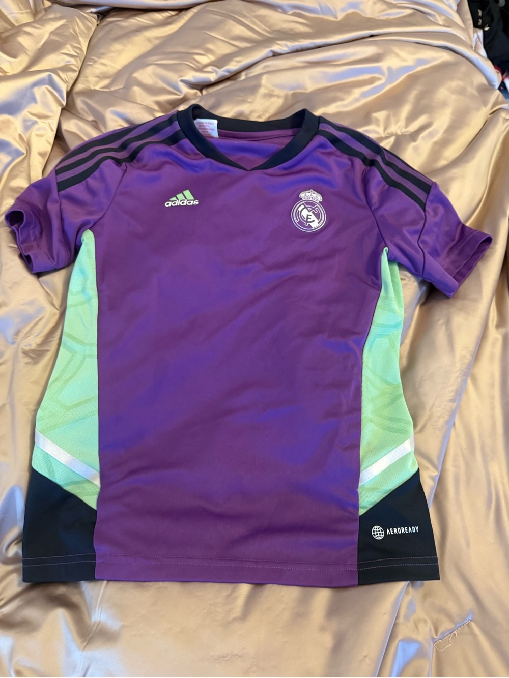 Adidas Real Madrid Youth 11-12 Purple AEROREADY Soccer Training Jersey 152